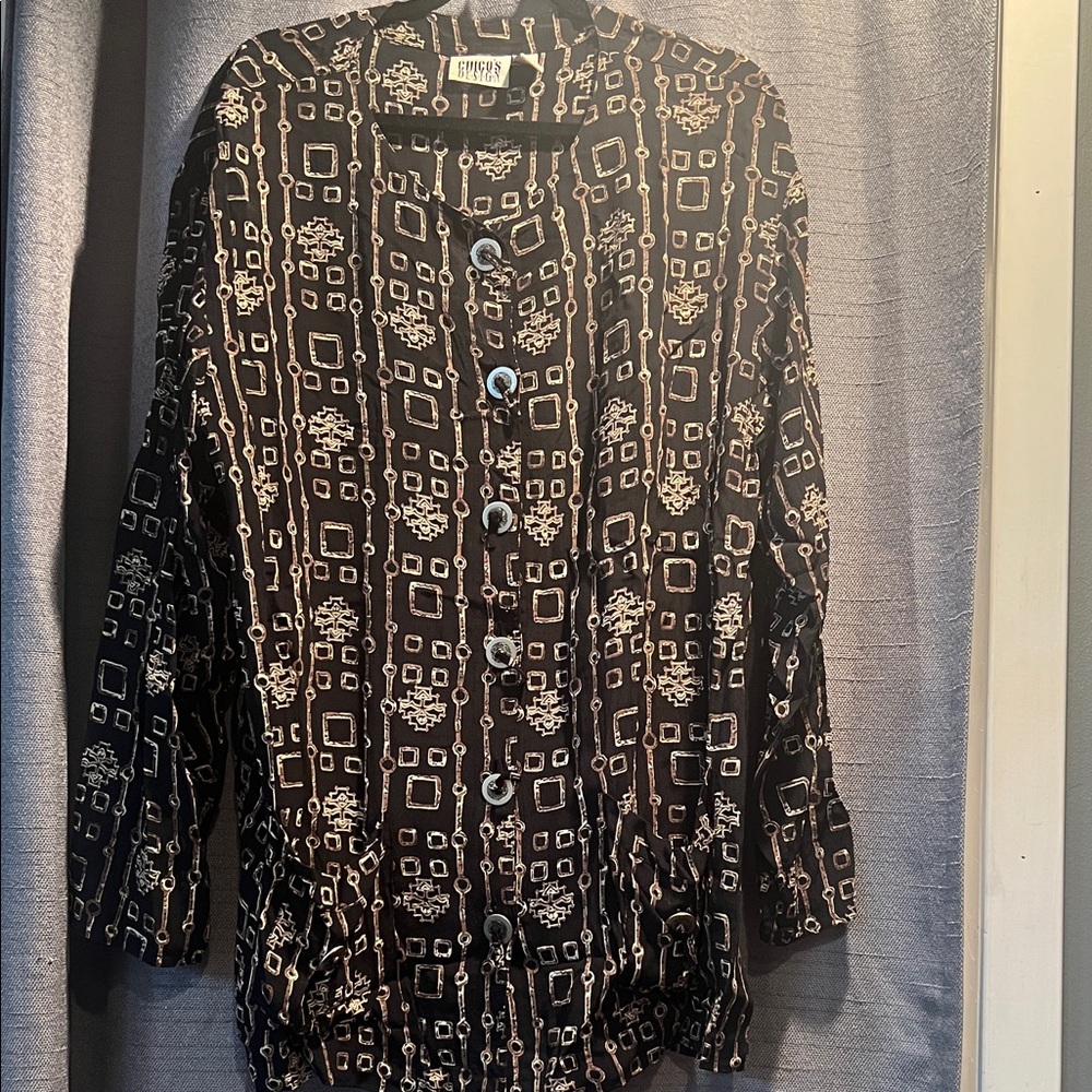 Chico's Black and Cream Geometric Blazer
